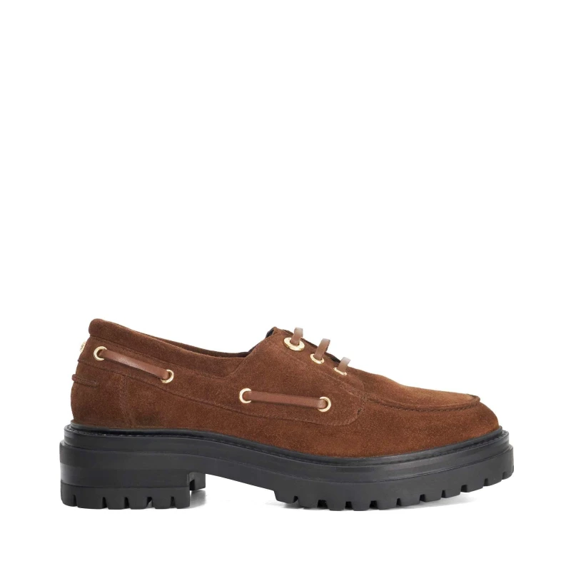 Image of Dune London Womens Glazit Loafers Brown Suede female 3 (36)
