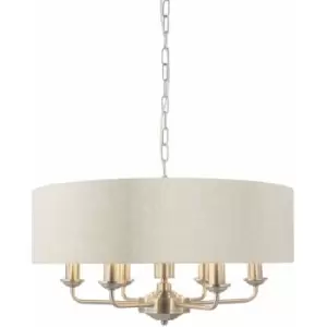 Image of Ceiling Pendant Light - Brushed Chrome Plate & Natural Linen - 6 x 40W E14
