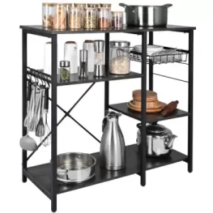 Image of VEVOR Kitchen Baker's Rack, 5-Tier Industrial Microwave Stand with Hutch & 8 S-Shaped Hooks, Multifunctional Coffee Station Organizer with Utility Sto