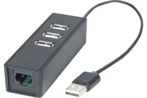 image of EXC USB TO LAN WITH 3 PORT USB 2.0 HUB