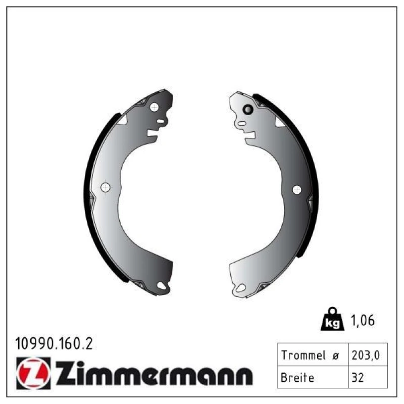 Image of ZIMMERMANN Brake Shoe Set ZIMMERMANN 10990.160.2