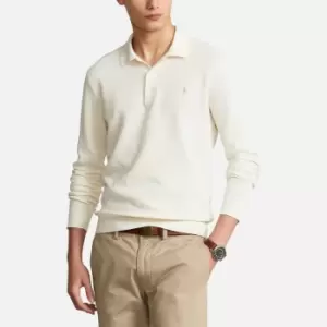 Image of Polo Ralph Lauren Mens Custom Slim Fit Textured Long Sleeve Polo Shirt - Antique Cream - M
