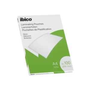 image of Ibico Gloss A4 Laminating Pouches 200 Micron Crystal Clear (Pack 100)