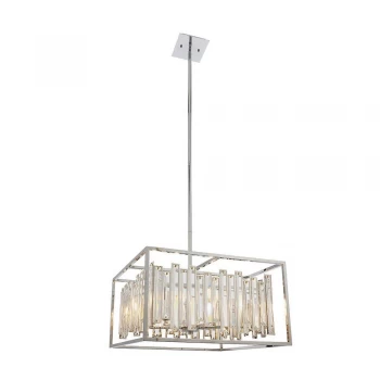 Image of 6 Light Ceiling Pendant Chrome Plate & Clear Crystal Glass, E14