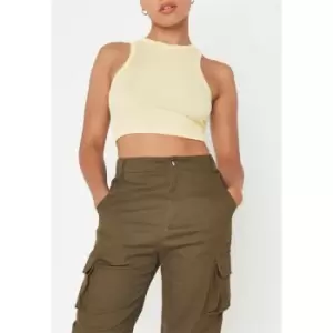 Missguided Racer Neck Rib Crop Top - Green