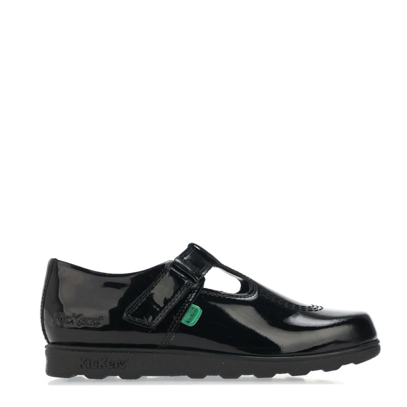 Image of Kickers Children Fragma T-Bar Patent Shoes Black female 12.5 child