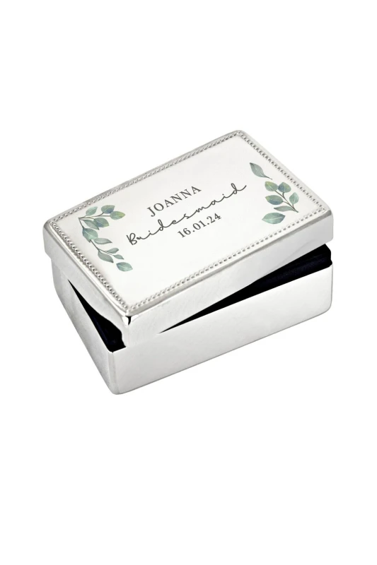 Image of Personalised Memento Company Personalised Message Botanical Rectangular Jewellery Box