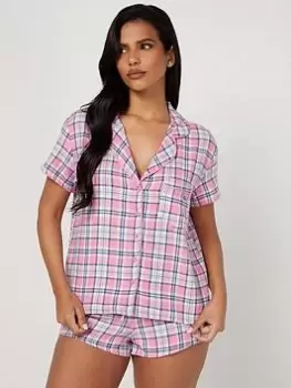 Image of Boux Avenue Pink Check Shortie In A Bag, Pink, Size 22, Women