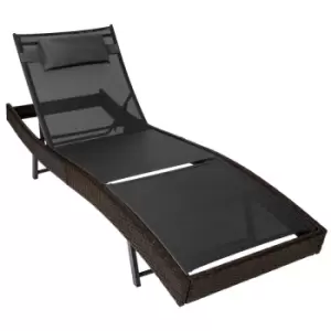 image of Tectake Delphine Rattan Sun Lounger - Dark Brown