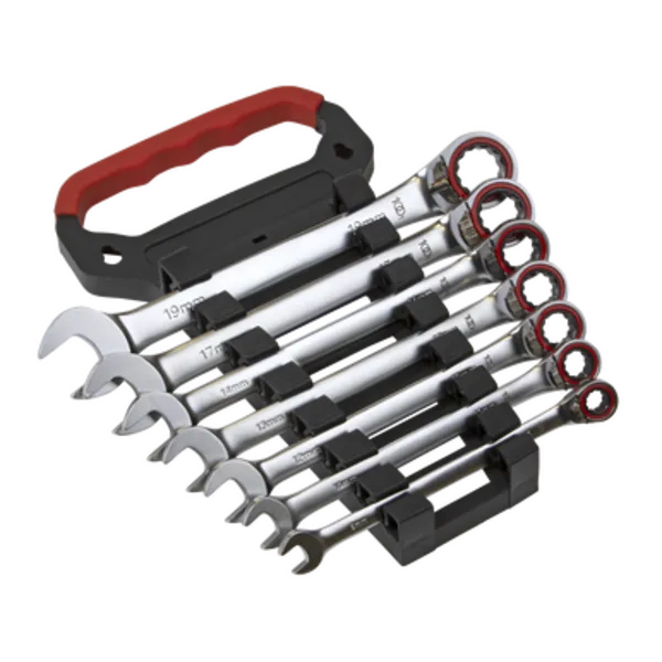 Image of Genuine SEALEY AK63817 Reversible Ratchet Combination Spanner Set 7pc Metric
