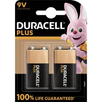 Image of Duracell Plus-9V B2 9 V / PP3 battery Alkali-manganese 9 V 2 pc(s)