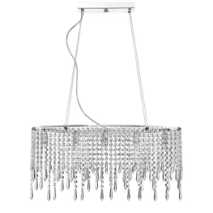 Image of Contemporary Pendant Ceiling 5 Light Chrome, Crystal