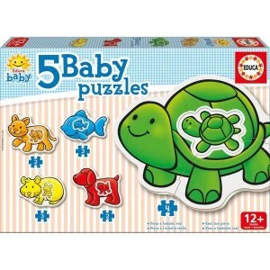 Image of Educa Baby Early Learning Animals Jigsaw Puzzles 5 Piece Set