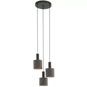 Image of Eglo - Concessa 3 Lamp Cluster Pendant Ceiling Light Dark Brown