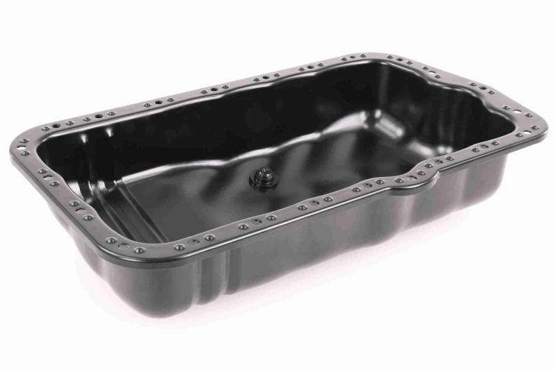 Image of VAICO V40-1146 Oil Sump Sheet Steel, with oil drain plug, Original VAICO Quality Oil Pan (592)