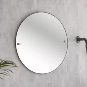 image of Garden Trading Adelphi Round Wall Mirror in Black Steel