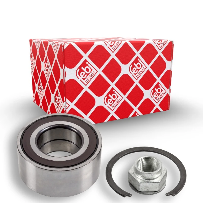 Image of FEBI BILSTEIN 36824 Wheel bearing kit with axle nut, Front Axle Right, with retaining ring Wheel Bearing Kit (654)