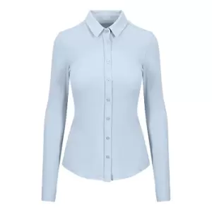 Image of AWDis So Denim Womens/Ladies Anna Knitted Long Sleeve Shirt (XS) (Blue)