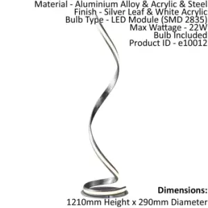 Image of Floor Lamp Light Silver Leaf & White Acrylic 22W LED Module Bulb Included