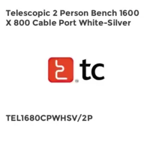 Image of TC Group Telescopic 2 Person Bench 1600 x 800 Cable Port White-Silver