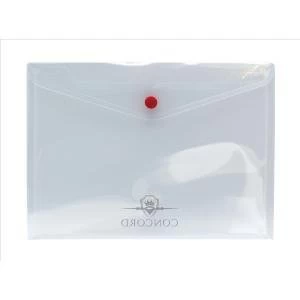 image of Concord Stud Wallet File Polypropylene Popper Wallet A5 Clear Pack of