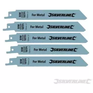 Image of Silverline - 427542) Recip Saw Blades for Metal 5pk Bi-Metal - 18tpi - 150mm