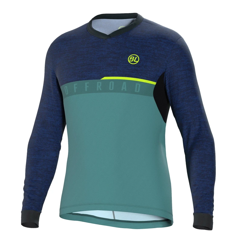 Image of Bicycle Line Mens AGORDO Loose Fit Long Sleeve Cycling Jersey Dark Green male Small