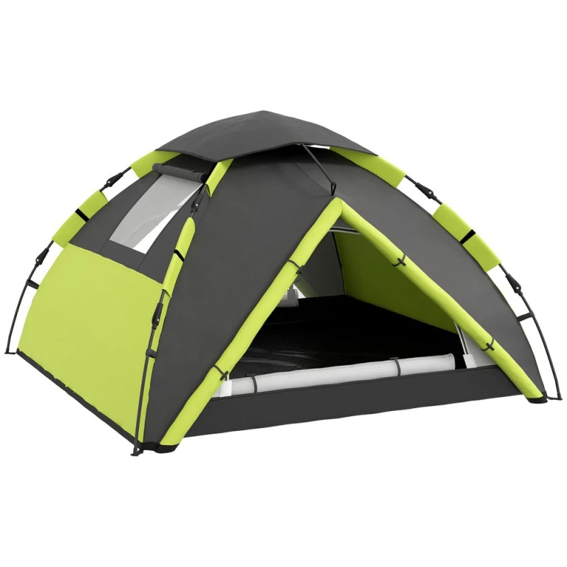 Image of Outsunny 3-4 Man Camping Tent Portable with Bag, Quick Setup Grey