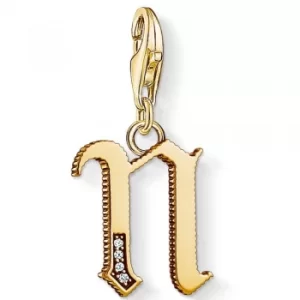 image of THOMAS SABO Gold Plated Cubic Zirconia N Charm 1620-414-39