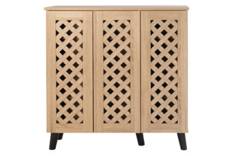 Image of Timber Art Design 3 Door Shoe Cabinet Sonoma Oak, Brown TAD051