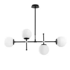 image of Model 30 Deco 4-Light Globe Black Pendant Lamp Linear Adjsutable Height