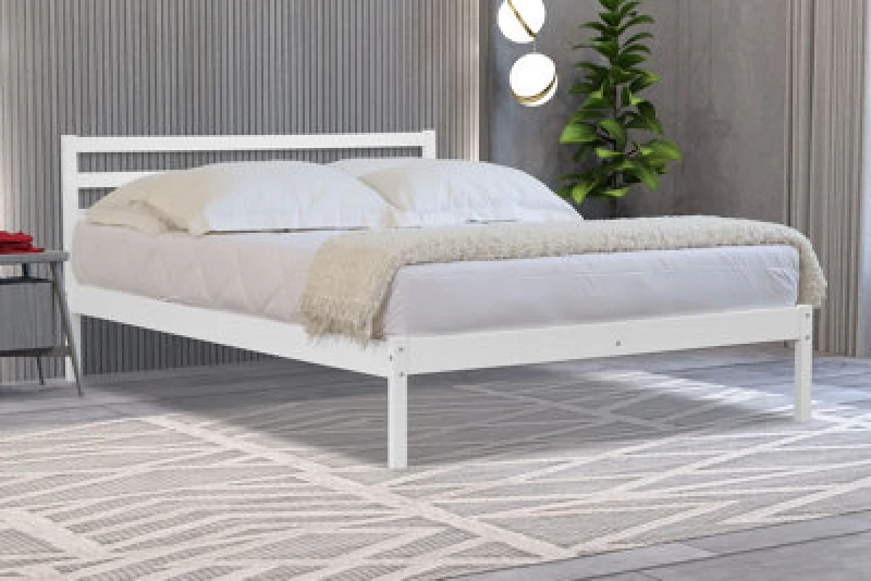 Image of Flintshire Maxwell White Wooden Bed Frame - 4ft6 Double