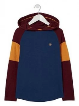 Image of FatFace Boys Long Sleeve Hooded Contrast Raglan Top - Berry, Size 9-10 Years
