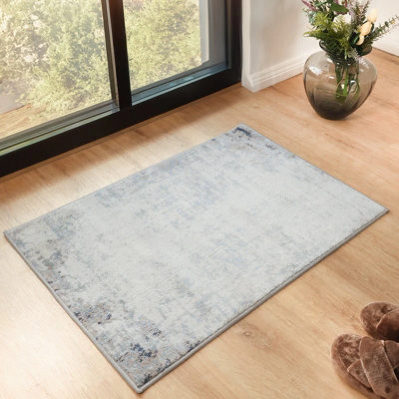 Image of Livabliss Abstract Modern Marble Dark Blue Alix Area Rug 60 X 90 Cm - Easy Care, Non Shedding, Ideal For Living Room & Bedroom