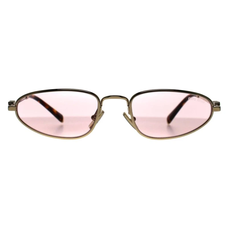 Image of Miu Miu Miu Miu Women Oval Pale Gold Pink MU52AS Gold One Size Female 8056262412787