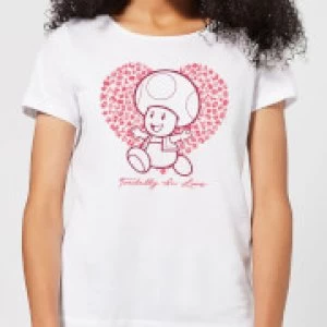 Image of Super Mario Toadally In Love Womens T-Shirt - White - 3XL