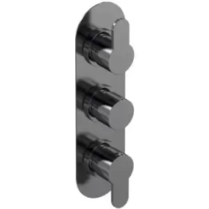 Image of Arvan Brushed Gunmetal Triple Concealed Thermostatic Shower Valve - ARV7TR02 - Brushed Gun Metal - Nuie