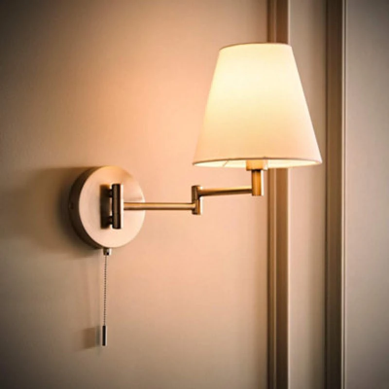 Image of ValueLights Sonia Adjustable Swing Arm Wall Light with Taper Linen Shade & Bulb in Silver Silver Unisex