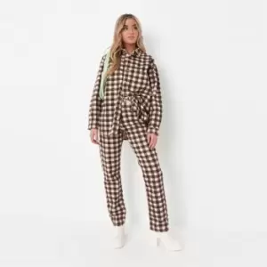 Missguided Straight Leg Jean Check Co Ord - Brown