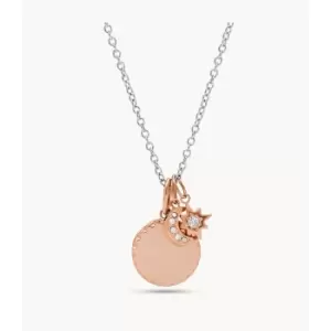Image of Fossil Womens Two-Tone Stainless Steel Pendant Necklace - Silver
