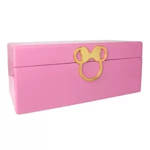 image of Disney Minnie Mouse Pink Solid Wood Lacquered Jewellery Box and Gold plated Minnie Mouse clasp VX700653L