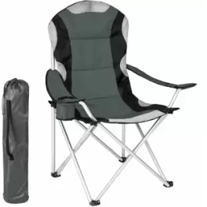 image of Camping chair - padded - folding chair, fold up chair, folding camping chair - grey - grey