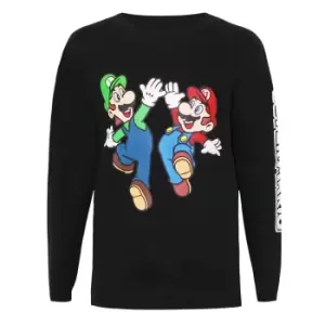 image of Super Mario Boys Luigi Sweatshirt (11-12 Years) (Black)