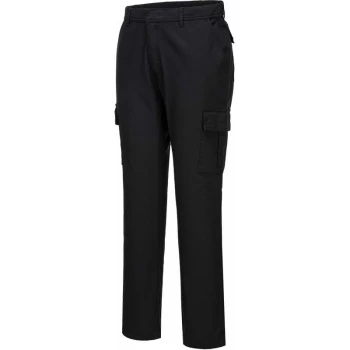 image of Portwest - Black Sz 28 Regular Stretch Slim Combat Work Trouser