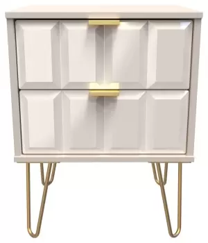 image of Calvello 2 Drawer Bedside Table - Off White