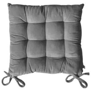 image of Crossland Grove Cotton Velvet Seatpad Grey 430x430mm