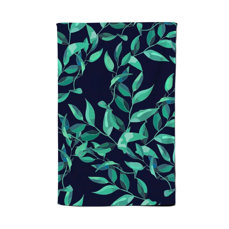 Image of Warren Reed - Designer Delicate Green Foliage Tea Towel in Blue Blue Unisex