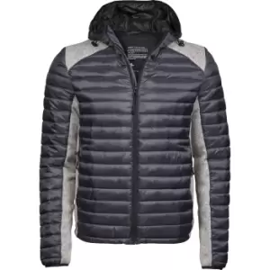 Image of Tee Jays Mens Crossover Hooded Padded Outdoor Jacket (L) (Space Grey/Grey Melange)