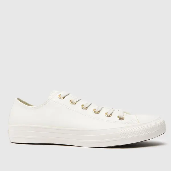 Image of Converse all star ox trainers in white & gold White/Gold UK 3 (EU 35)