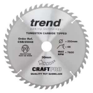 Image of Trend CRAFTPRO Wood Cutting Saw Blade 250mm 48T 30mm